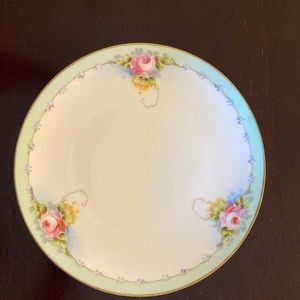 Meito China Plate with Green Border and Pink Roses
